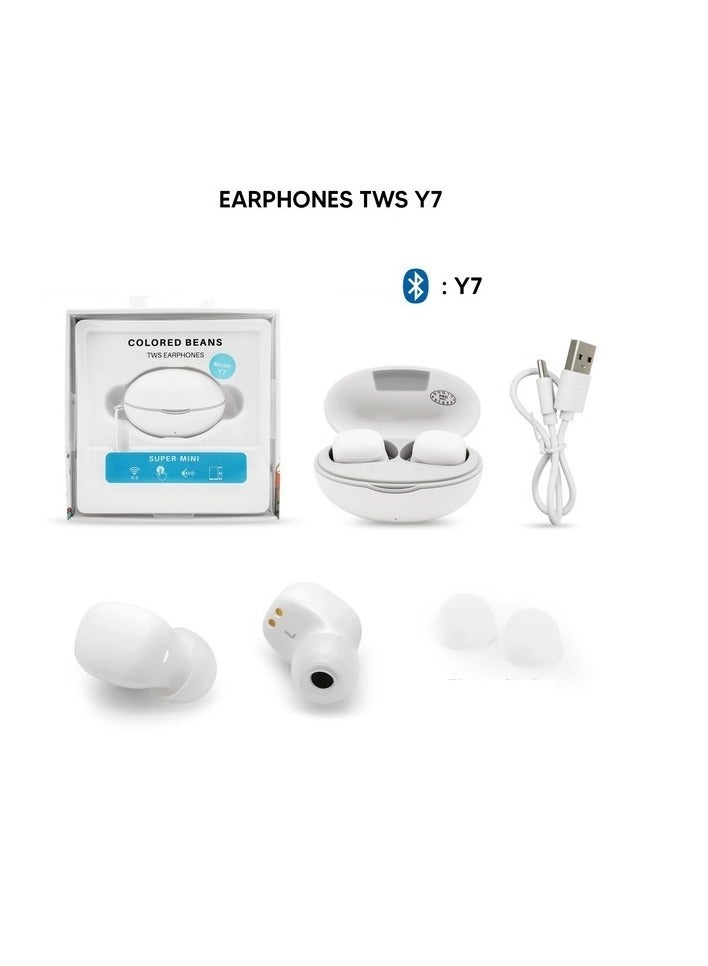 Headphone - TWS Y7 - Wireless Bluetooth Headphone - With Microphone - Works on All Phones - In-Ear - White - Image 5
