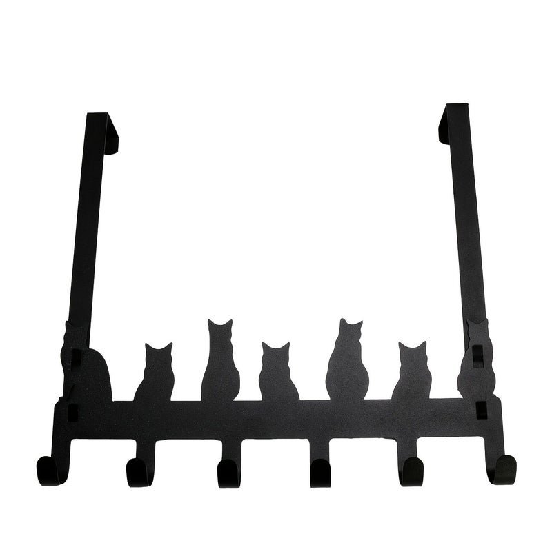 Black Metal Cat Shape 6 Hook Door Mounted Storage Organizer - Image 2
