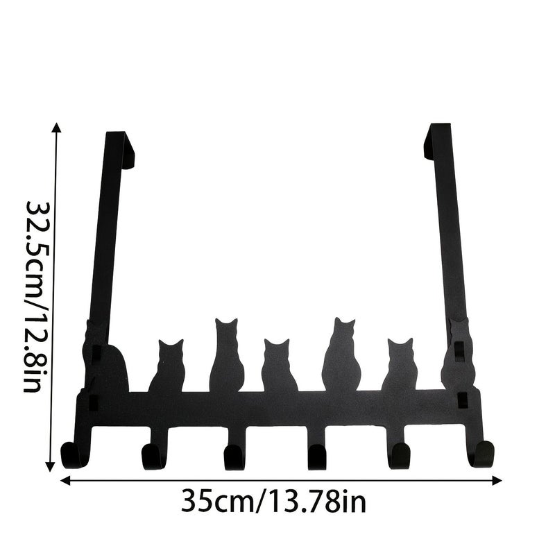 Black Metal Cat Shape 6 Hook Door Mounted Storage Organizer - Image 4
