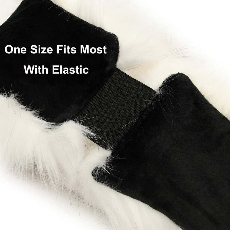LA CARRIE Faux Fur Headband with Stretch Women's Winter Earwarmer Earmuff (Black & White) - Image 5