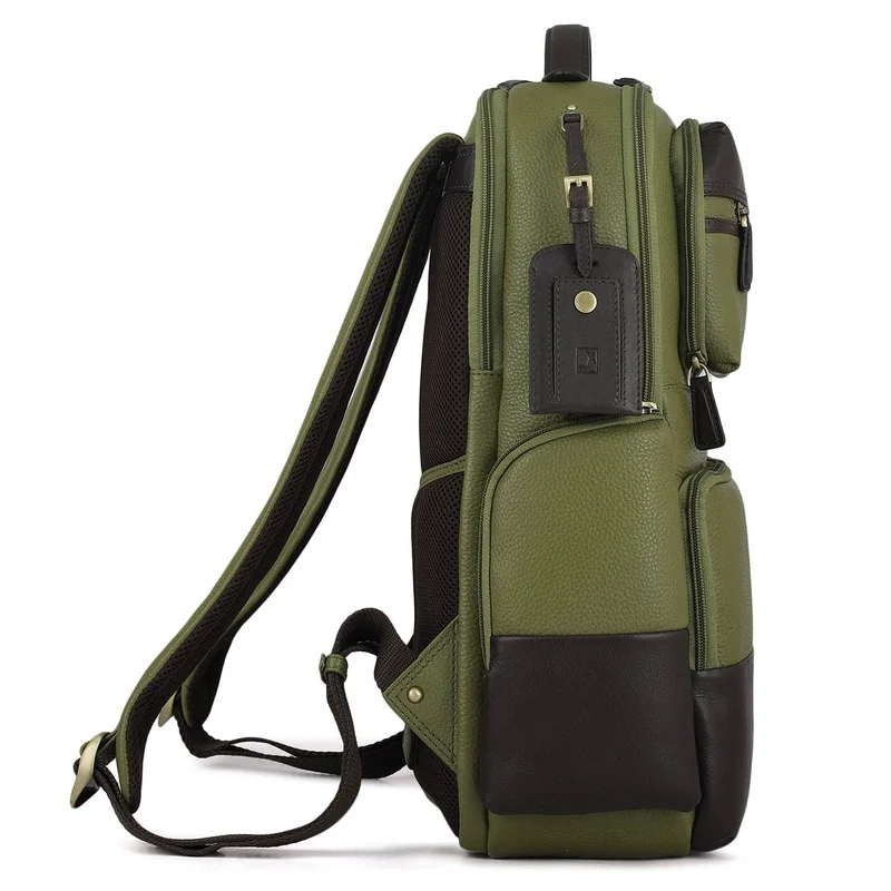 Da Milano  Wax Plain Leather Backpack - Fern  | Best Price UAE