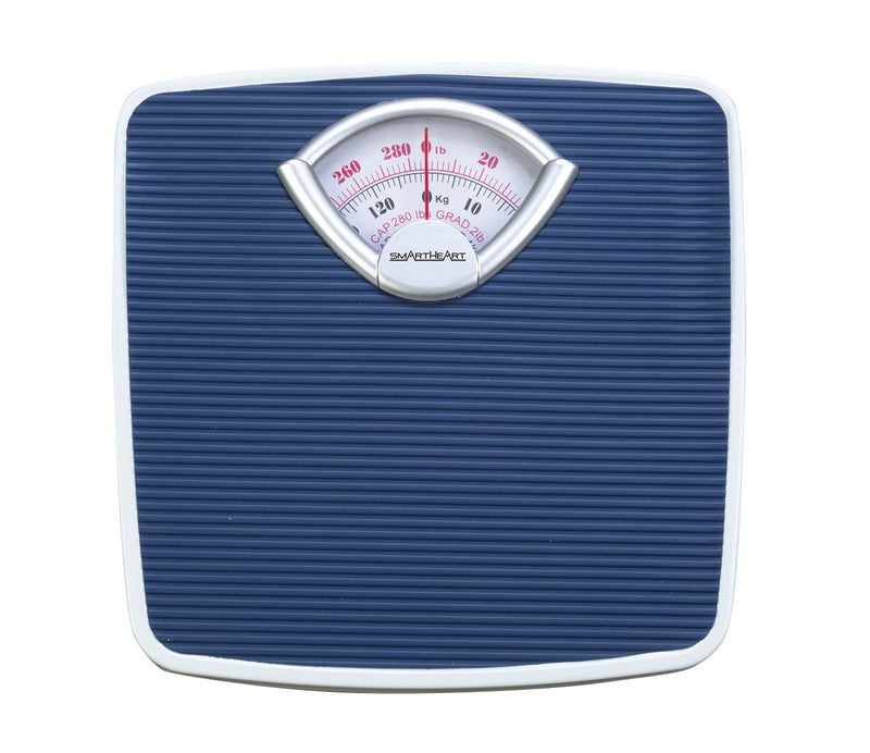 ميزان وزن الجسم الذكي ميكانيكي 286 رطل 130 كجم سعة منصة غير قابلة للانزلاق معايرة سهلة بدون بطاريات