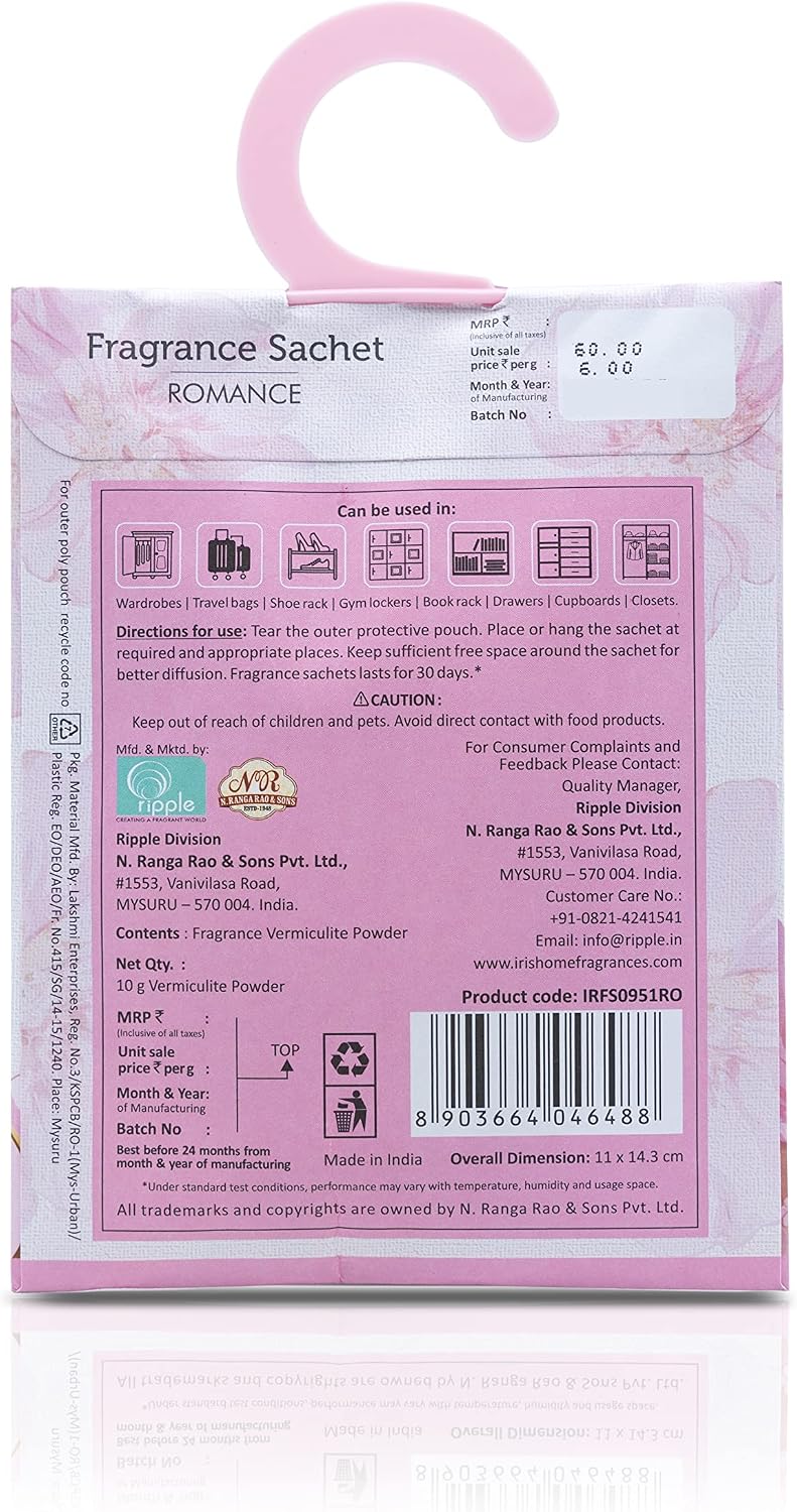 , Fragrance Sachet, Romance, Home Fragrances, Fragrance Sachets for Closets/Drawers/Cupboards/Small Spaces/Shoe Rack/Laptop Bag, Intoxicating Floral Fragrance, Air Freshener. - Image 2