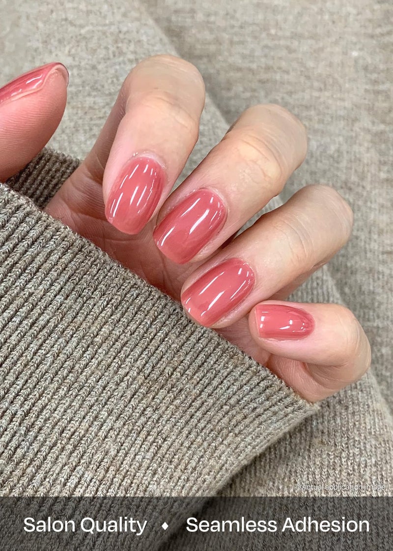 ohora Semi Cured Gel Nail Strips (N Juliet) - Pink, Solid, Works with Any UV/LED Lamps, Salon-Quality, Long Lasting, Easy to Apply & Remove - Includes 2 Prep Pads, Nail File & Wooden Stick - Image 4