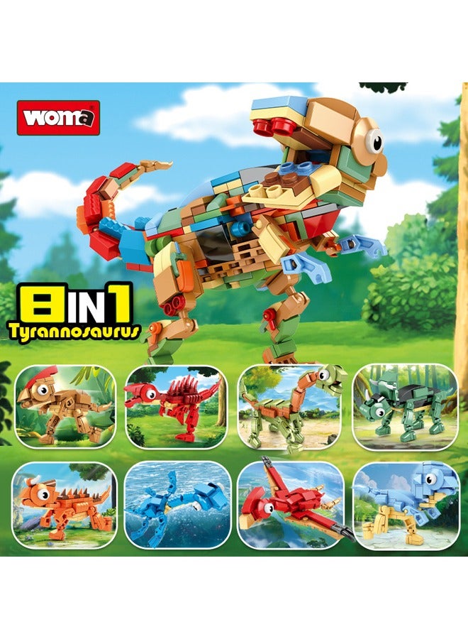 ووما 604 قطعة من ألعاب مكعبات الديناصورات الرائعة، مجموعة ألعاب تعليمية يمكنها تبديل ثمانية أشكال مختلفة - Image 4