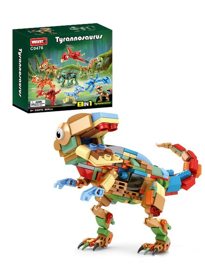 ووما 604 قطعة من ألعاب مكعبات الديناصورات الرائعة، مجموعة ألعاب تعليمية يمكنها تبديل ثمانية أشكال مختلفة - Image 1