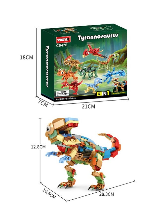 ووما 604 قطعة من ألعاب مكعبات الديناصورات الرائعة، مجموعة ألعاب تعليمية يمكنها تبديل ثمانية أشكال مختلفة - Image 2