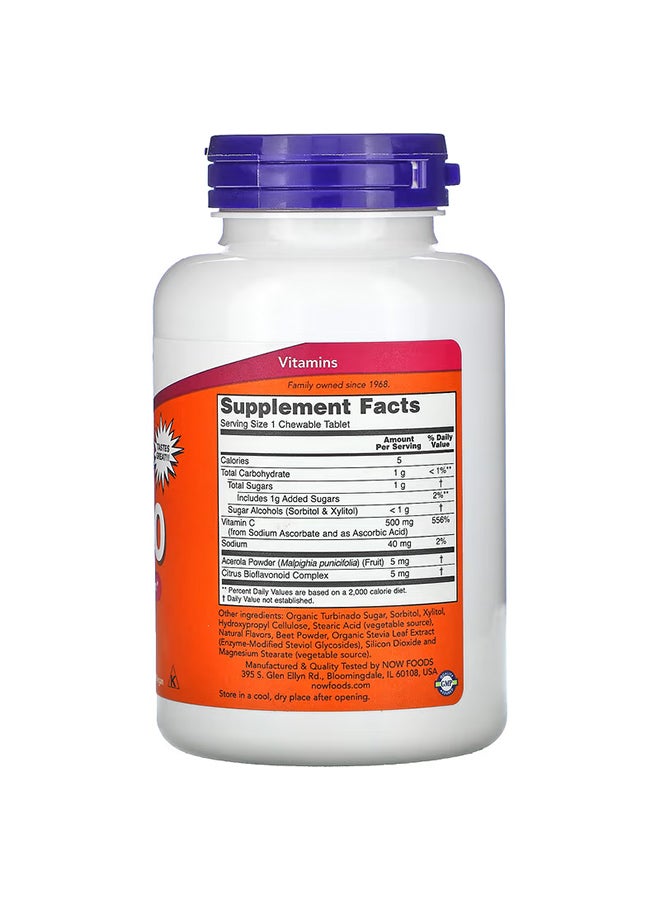 Now Foods Chewable C-500 Antioxidant Protection Dietary Supplement - 100 Tablets - Image 2