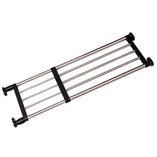 Hershii Closet Tension Shelf Rod Expandable Metal Storage Rack Adjustable Organizer DIY Divider Separator for Cabinet Wardrobe Cupboard Kitchen Bathroom Black 2944625inches