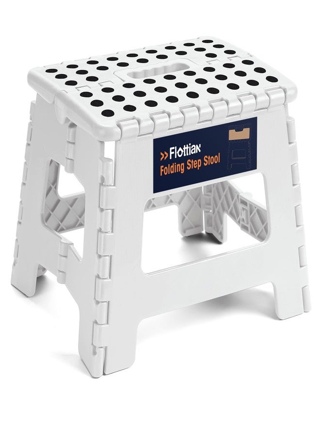 Flottian 9" Folding Step Stool for Adults and Kids Holds Up to 300 lbs,Non-Slip Folding Stools with Portable Handle, Compact Plastic Foldable Step Stool for Bathroom,Bedroom, Kitchen White - Image 1