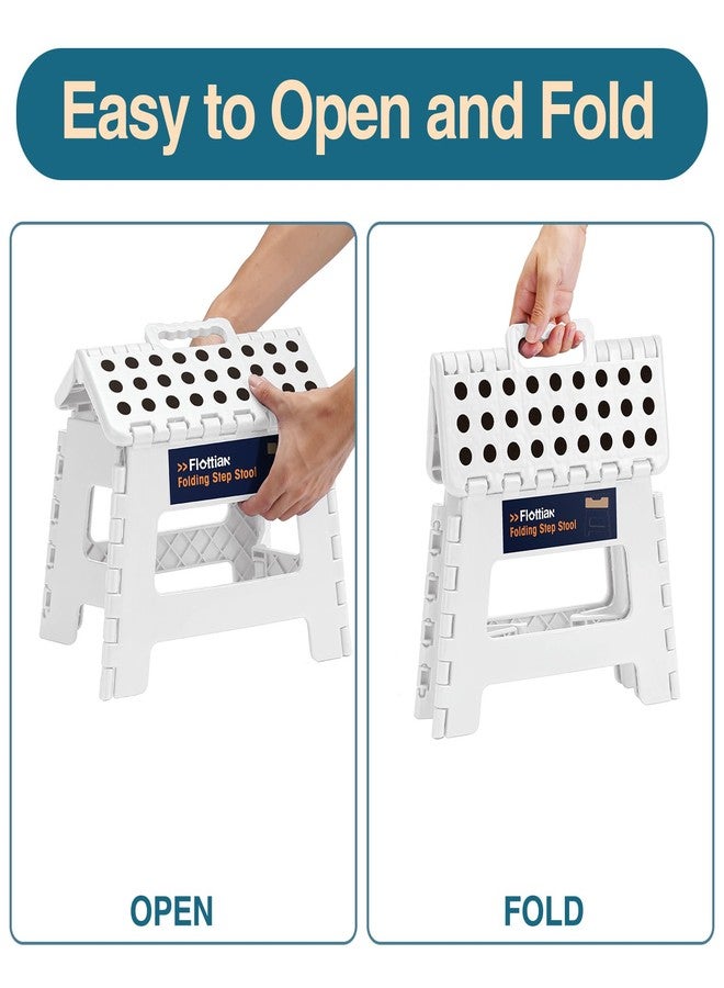 Flottian 9" Folding Step Stool for Adults and Kids Holds Up to 300 lbs,Non-Slip Folding Stools with Portable Handle, Compact Plastic Foldable Step Stool for Bathroom,Bedroom, Kitchen White - Image 4