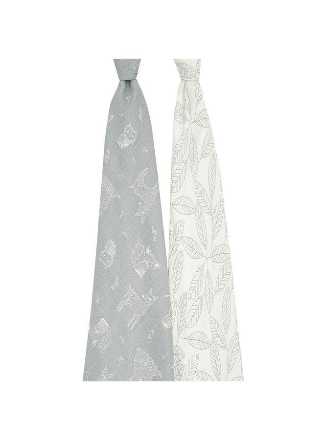 aden + anais Aden Silky Soft Swaddle Baby Blanket, 100% Cotton Bamboo Muslin, Large 44 X 44 inch, 2 Pack, Woodsy - Image 2