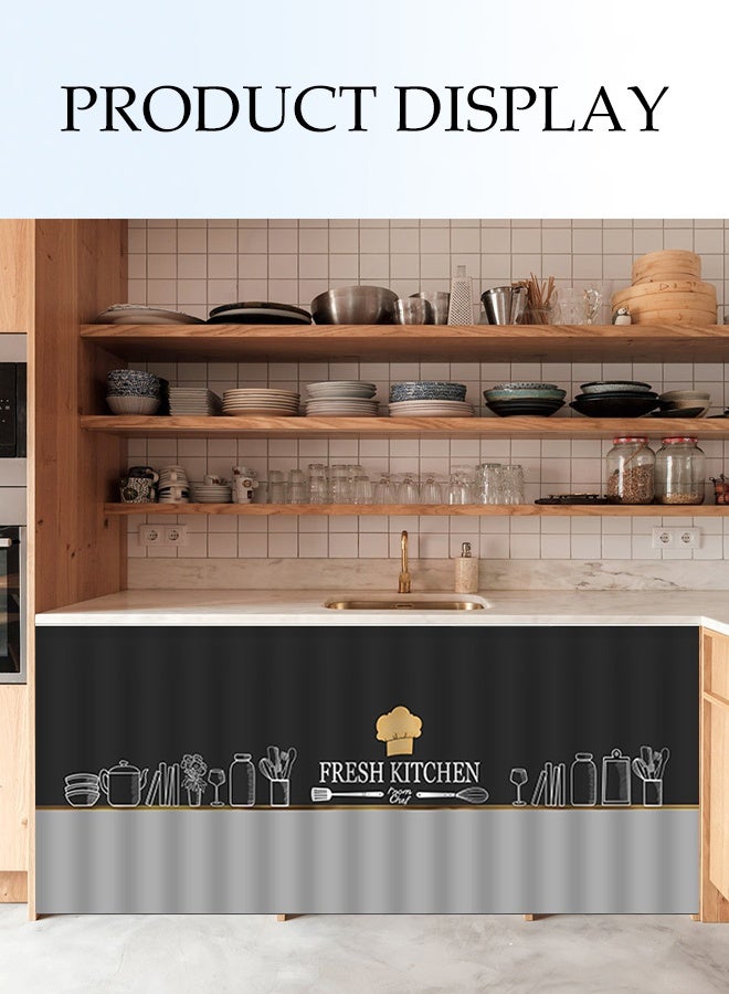 DUNISO Kitchen Cabinet Curtain, Velcro Sundries Rack Door Curtain, Pull Curtain, Punch-Free Cabinet Dust Fume Curtain, Sink Curtain, Locker Privacy Curtain, Shelf Cabinet Curtain, Bookcase Shoe Rack Dust Curtain, Self-Adhesive 100*140cm  - Image 4