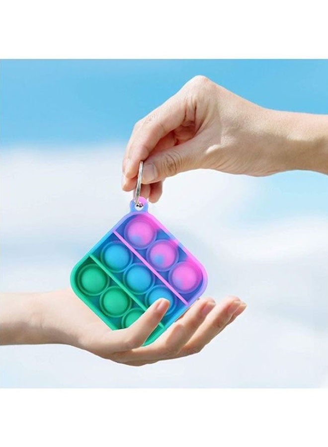 XiuWoo Set of 2 Mini Push Pop Fidget Toy Keychain – Square Tie-Dye Bubble Sensory Toy for Stress & Anxiety Relief, Portable Silicone Fidget Popper for Kids and Adults - Image 3
