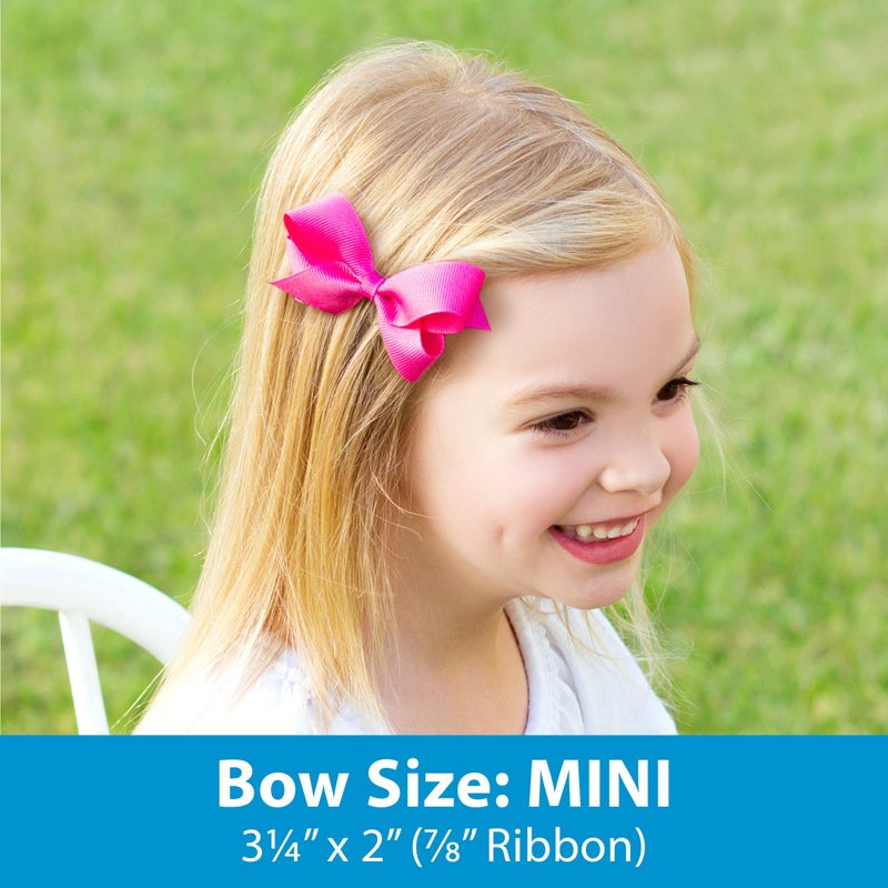 Wee Ones Girls' Mini Bow 6 pc Set Solid Grosgrain Variety Pack on a WeeStay Clip - White, Light Pink, Pearl, Hot Pink, Shocking Pink,One Size - Image 2