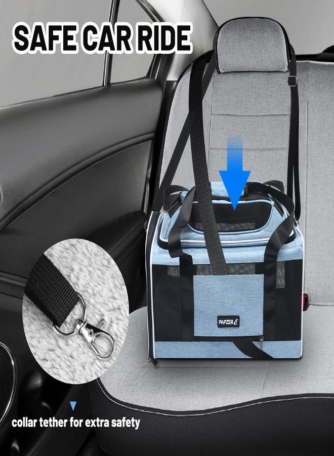 PAPZER Cat Carrier Top-Expandable 18x11x11, United Delta American Airline Approved Dog Carrier, Soft Pet Carry-On Bag Underseat in Cabin, Puppy Air Travel Crate Kitten TSA Plane Carrying Case Blue - Image 5