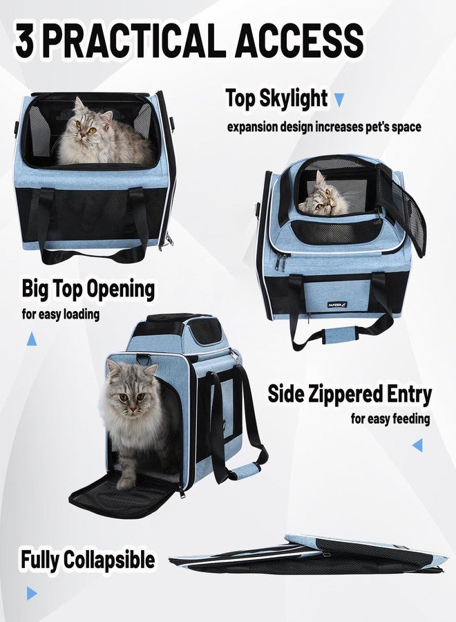 PAPZER Cat Carrier Top-Expandable 18x11x11, United Delta American Airline Approved Dog Carrier, Soft Pet Carry-On Bag Underseat in Cabin, Puppy Air Travel Crate Kitten TSA Plane Carrying Case Blue - Image 4