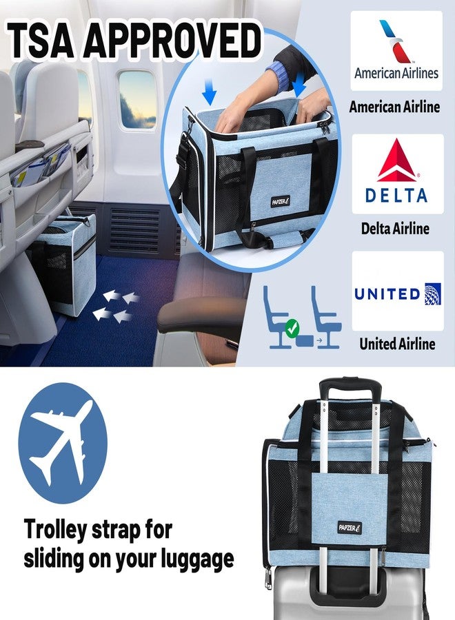 PAPZER Cat Carrier Top-Expandable 18x11x11, United Delta American Airline Approved Dog Carrier, Soft Pet Carry-On Bag Underseat in Cabin, Puppy Air Travel Crate Kitten TSA Plane Carrying Case Blue - Image 3