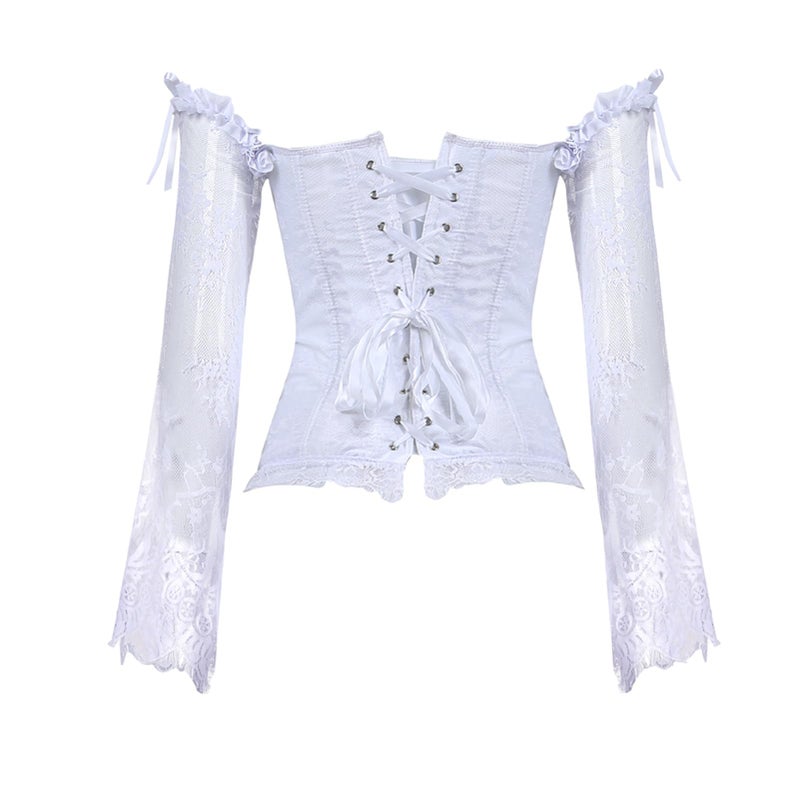 Zhitunemi Corset Tops for Women Renaissance: Womens Halloween Costume Corset Renaissance Fair - Historical Reenactment Events Medium White - Image 3