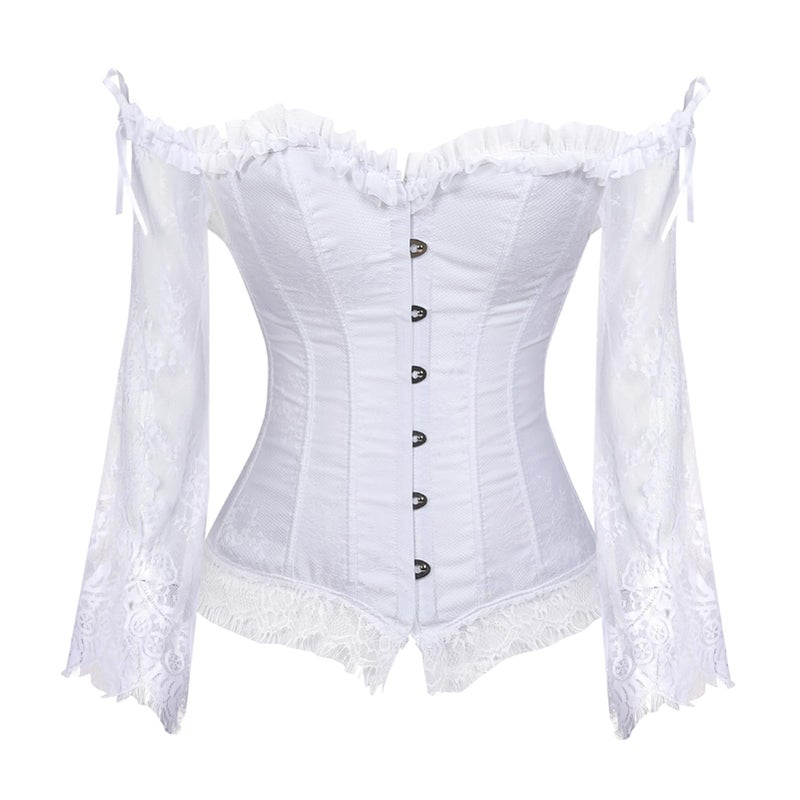 Zhitunemi Corset Tops for Women Renaissance: Womens Halloween Costume Corset Renaissance Fair - Historical Reenactment Events Medium White - Image 1