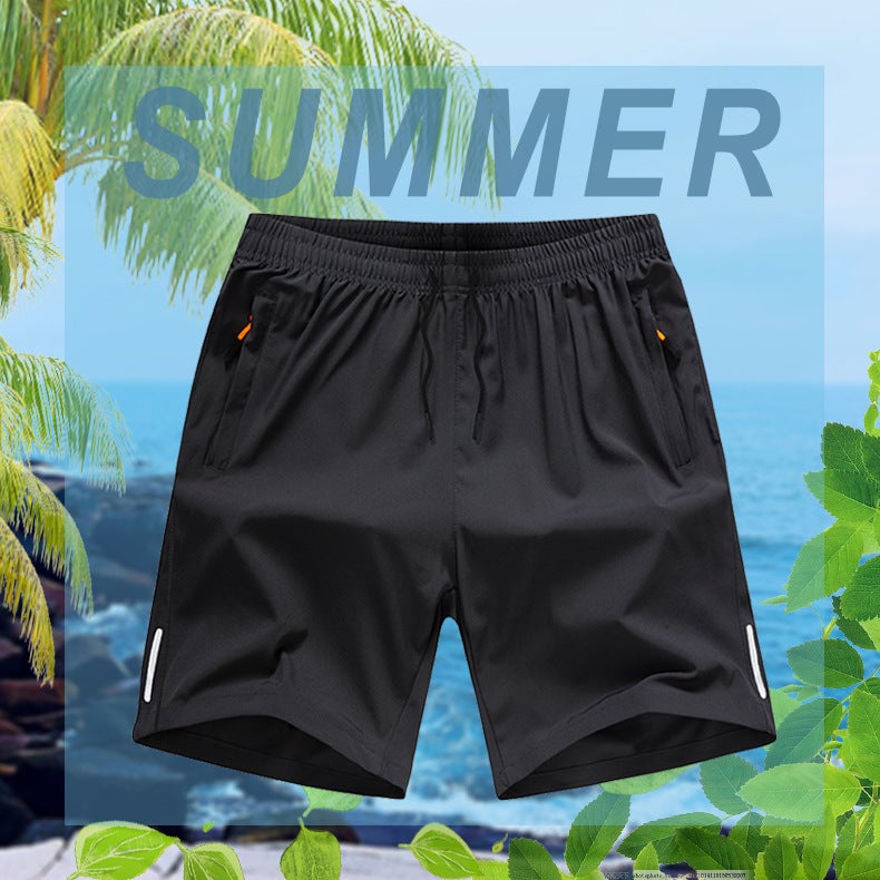 Men'S Summer Sports Shorts, Large Size Breathable Quick-Dry Mid-Length Shorts With Printed Logo, Trendy Beach Shorts - Image 5