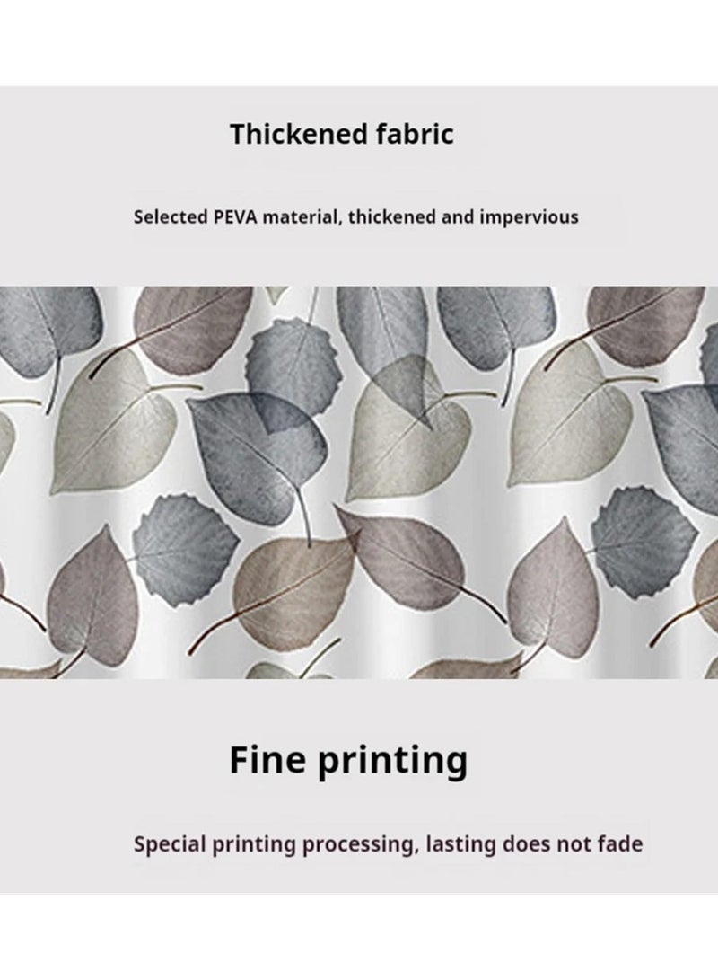 كيل › طقم ستارة حمام مطبوعة بمقاس 180 × 200 مع خطافات: ستارة حمام مقاومة للماء مناسبة للمنزل والفندق والديكور العصري - Image 3