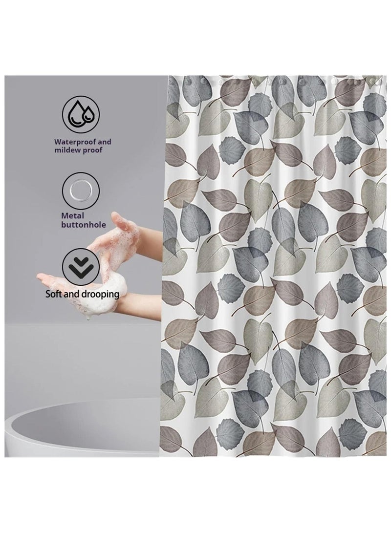 كيل › طقم ستارة حمام مطبوعة بمقاس 180 × 200 مع خطافات: ستارة حمام مقاومة للماء مناسبة للمنزل والفندق والديكور العصري - Image 2