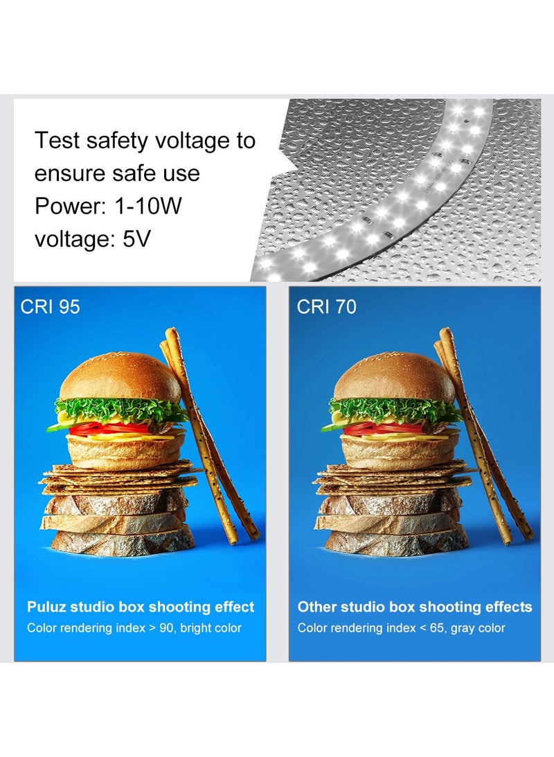PULUZ 40cm/15.8 Inch  Ring LED Panel Folding Portable Light Photo Lighting Studio Shooting Tent Box Kit with 6  Backdrops of double Colour - Image 5
