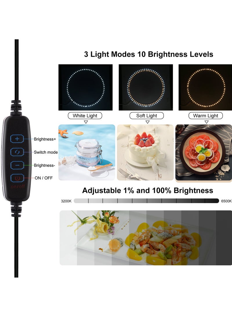 PULUZ 40cm/15.8 Inch  Ring LED Panel Folding Portable Light Photo Lighting Studio Shooting Tent Box Kit with 6  Backdrops of double Colour - Image 4