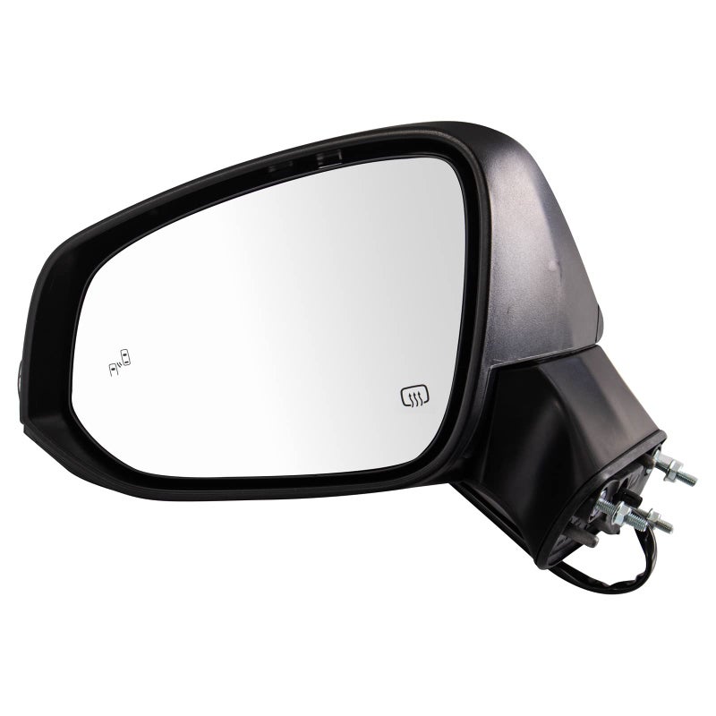 TRQ Left Driver Side Mirror Power Heated with Turn Signal Smooth Black Paint to Match Compatible with 20222023 Toyota Corolla Cross TO1320431