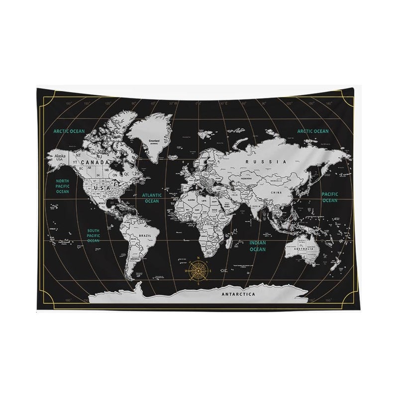 CAPSCEOLL Capsceoll World Map Tapestry for Kids Student Wall Tapestry World Geographical Distribution Tapestry for Men 80X60 Inches Tapestry for Bedroom Living Wall Art 