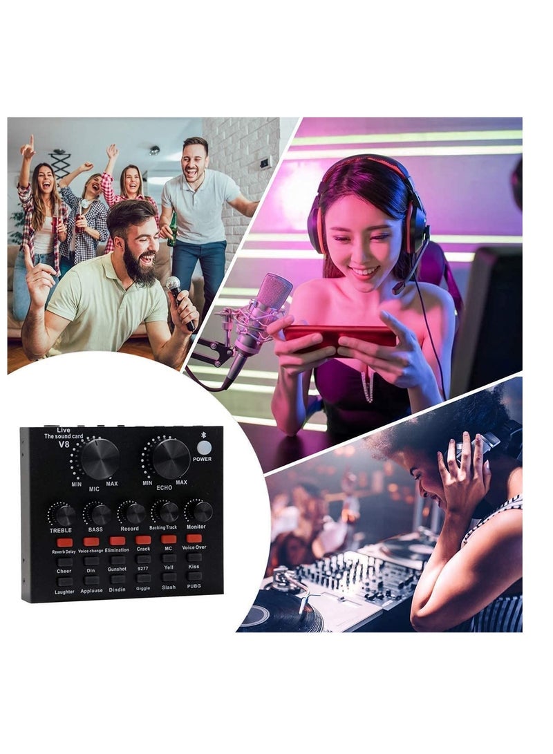 Microphone,Live Sound Card & BM800 Suspension Microphone Kit Broadcasting Recording Condenser Microphone Set Intelligent Volume Audio Mixer Sound Card for Computer PC Live Sound  - Image 3