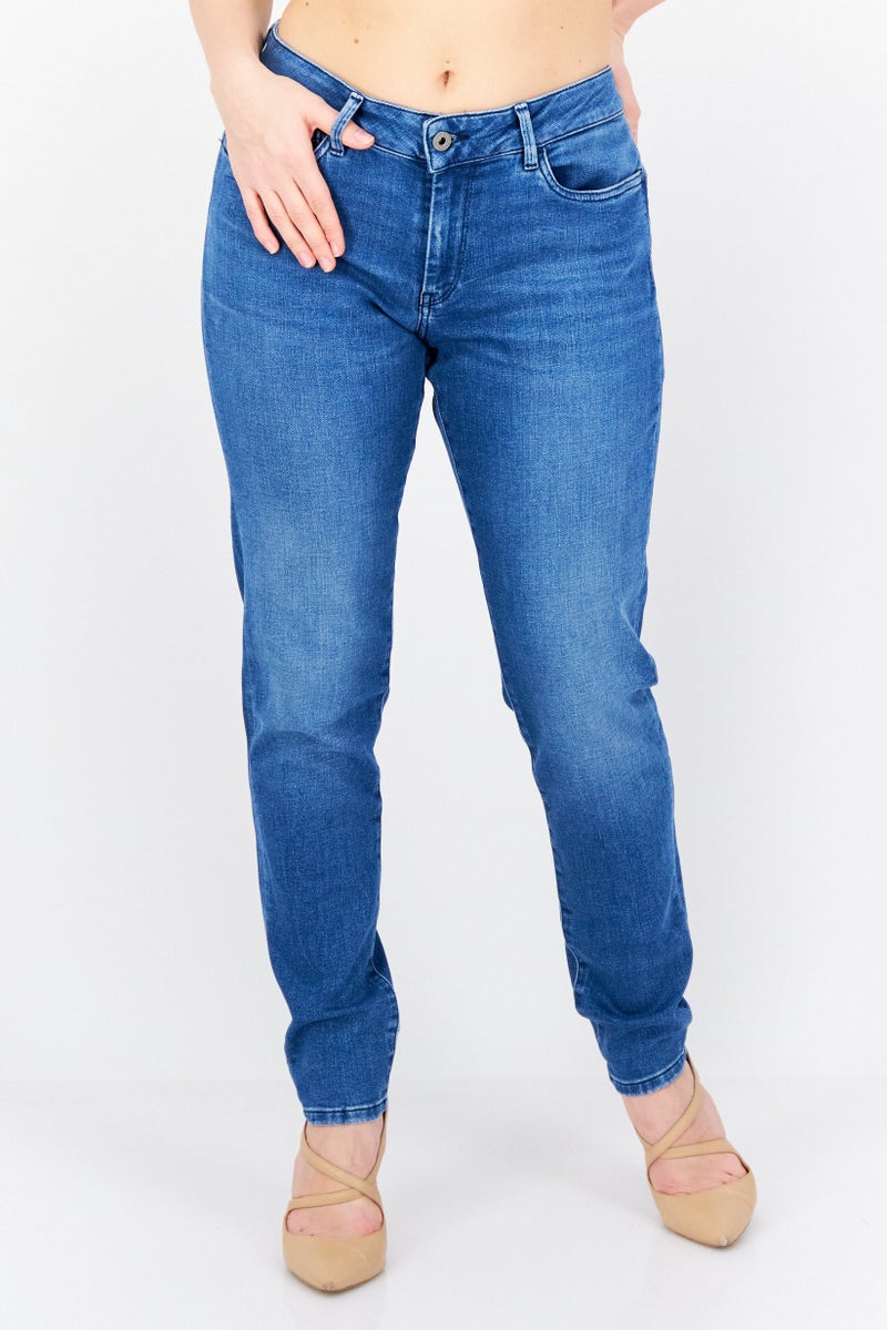 Pepe Jeans Women Skinny Fit Washed Stretchable Jeans, Blue - Image 1