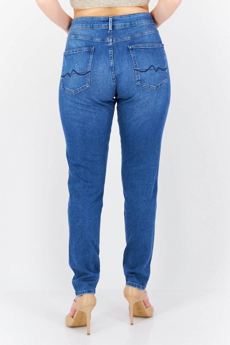 Pepe Jeans Women Skinny Fit Washed Stretchable Jeans, Blue - Image 2