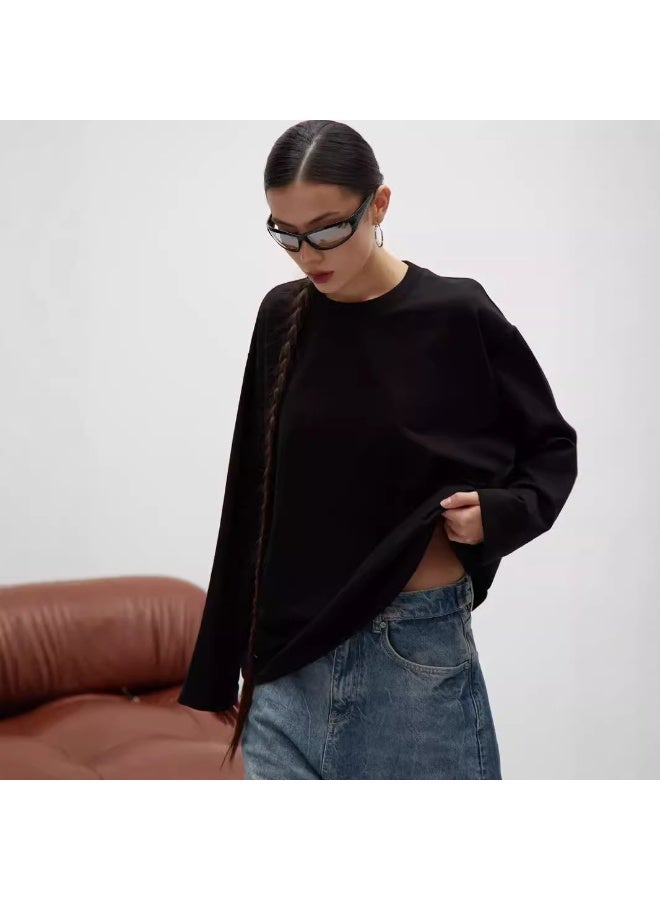 NIBEMINENT Basic Thick Cotton T Shirts Women Autumn Long Sleeves Loose Bottom Ladies Casual Knitted Soft Woman Clothing - Image 1