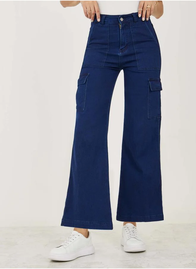 ستايلي Ankle Length Flared Cargo Jeans
