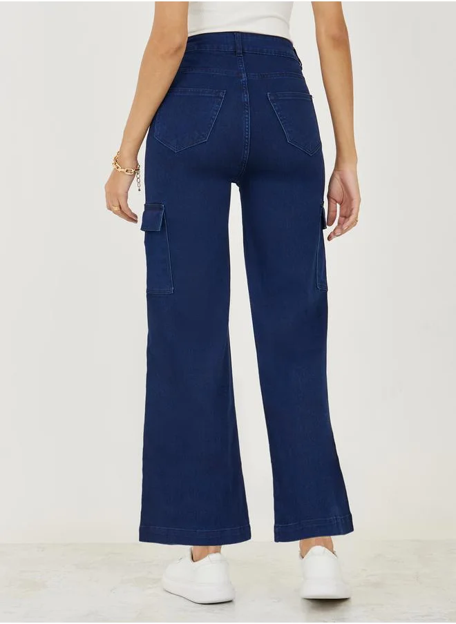 ستايلي Ankle Length Flared Cargo Jeans