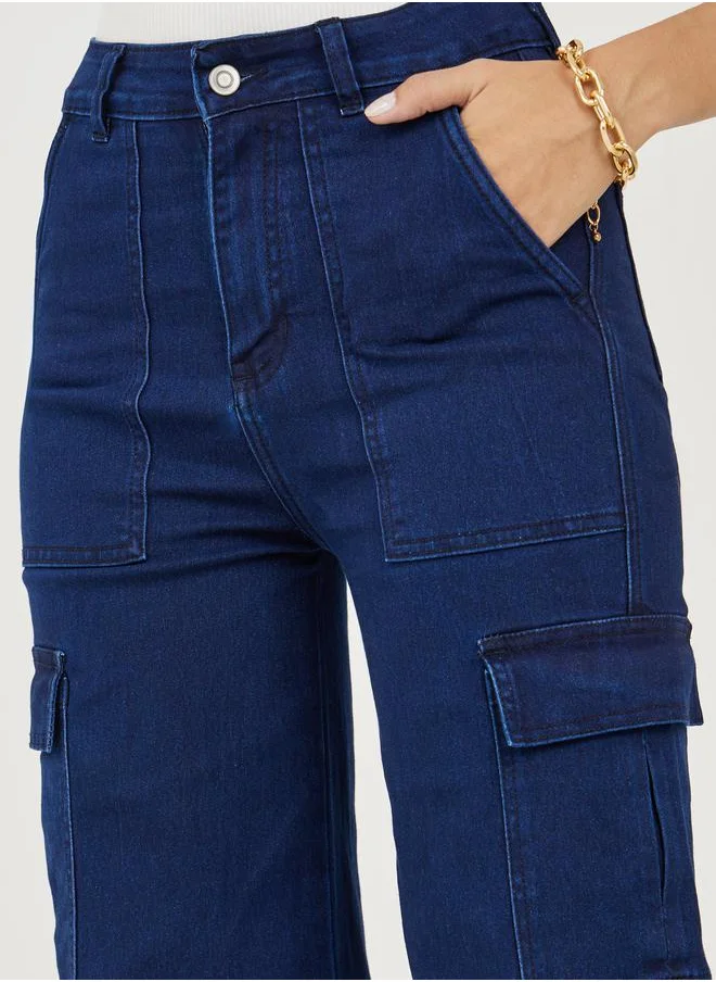 ستايلي Ankle Length Flared Cargo Jeans