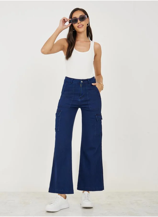 ستايلي Ankle Length Flared Cargo Jeans