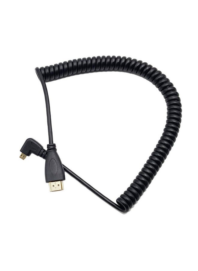 Seadream - 4K Coiled Micro Hdmi Cable;Left Angled Coiled Micro Hdmi To Full Hdmi Male To Male Cable Stretched Length 50Cm To 1.8M Supports Ethernet 3D 4K 1080P(Left Angled) - Image 1