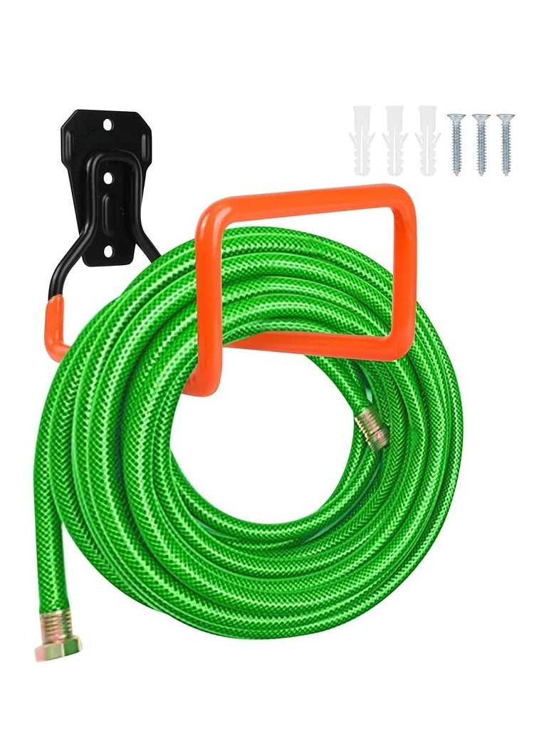Hihonor Garden Hose Holder,  Wall Mount, Heavy Duty Garden Hose Hanger, Free Standing Metal Hose Rack for Outside Yard , Garage, Ropes etc. (1pcs Orange)  - Image 1