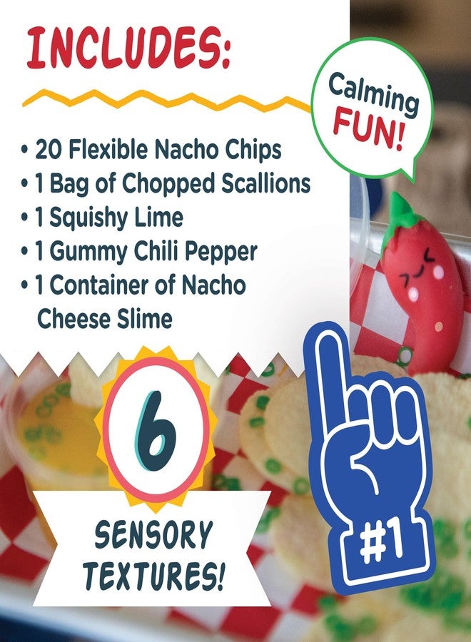 مايندوير مجموعة ألعاب حسية للأطفال من عمر 5 سنوات فما فوق - صينية ناتشو مع رقائق مرنة، ومادة لزجة بنكهة جبنة الناتشو، وإضافات ملموسة - لعبة مهدئة لتخفيف التوتر - Image 4