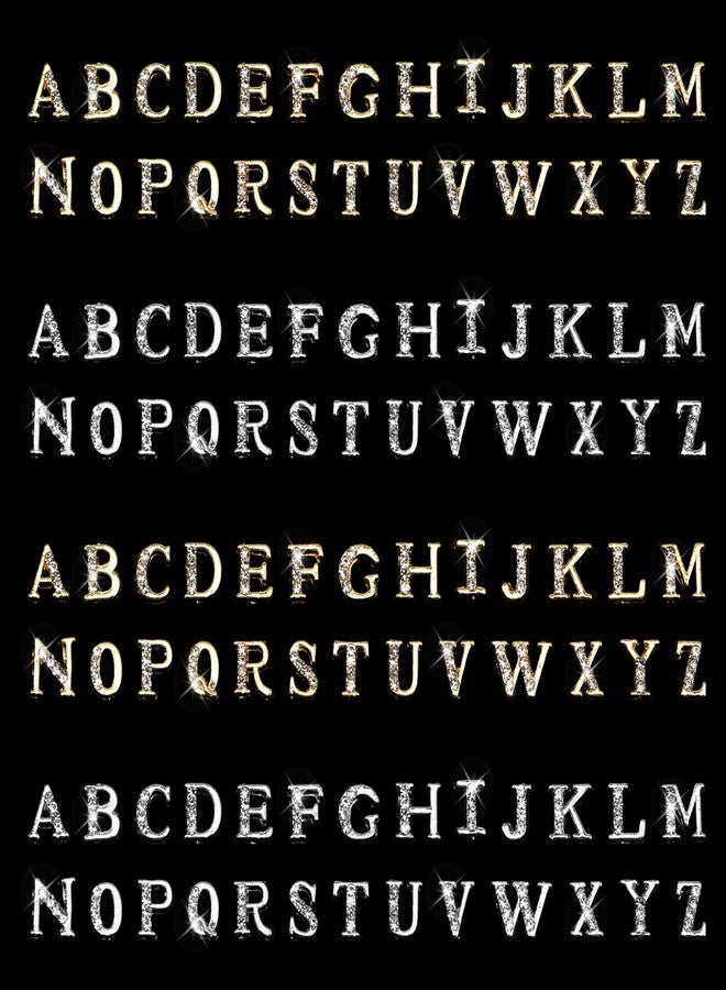 MBAIYO 104 Pcs Rhinestone Letters Nail Charms, A-Z Alphabet 3D Nail Studs, Gold Silver Style Nail Art Charms for Manicure Decorations DIY Jewelry Making Supplies - Image 1