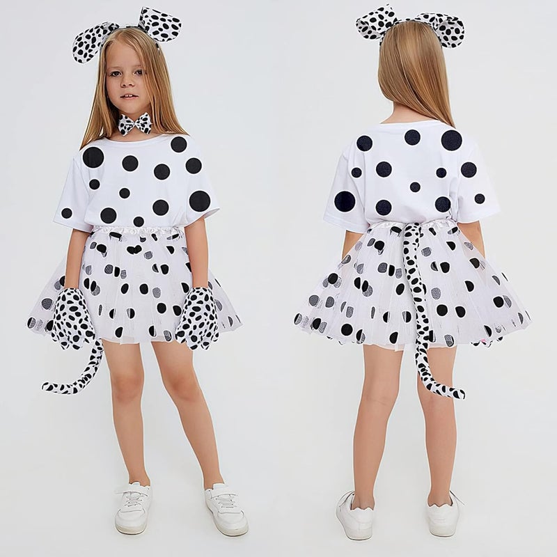 Zikra Spotted Dog Animal Costume Performance Props Costume Set Tutu Skirt Ears Gloves Tail Bow Tie and Custom Stickers for Animal Cosplay and Themed Parties - Image 2