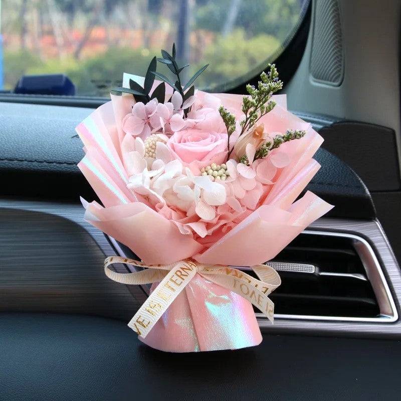 Bluejw Handmade Mini Bouquet Car Air Freshener - Dried Flower Vent Clip Perfume - Natural Dried Plants Fragrance Diffuser for Auto - Image 1