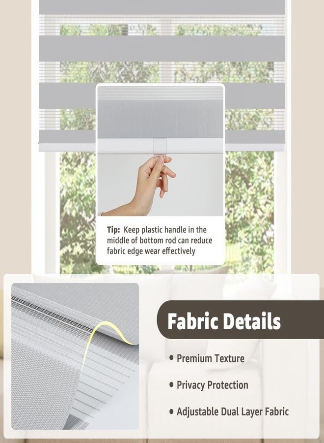 SEEYE Cordless Zebra Blinds for Window, French Door Blinds Free-Stop Roller Window Shades with Valance 18" W x 90" H, Light Filtering Window Treatment Sheer Blinds & Shades Easy to Install, Gray - Image 3