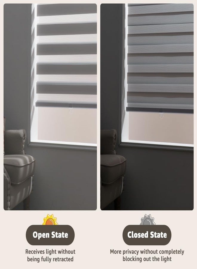 SEEYE Cordless Zebra Blinds for Window, French Door Blinds Free-Stop Roller Window Shades with Valance 18" W x 90" H, Light Filtering Window Treatment Sheer Blinds & Shades Easy to Install, Gray - Image 4