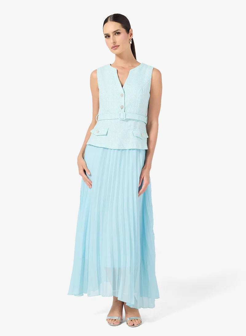 ELLA Mock Vest Dress With Pleats