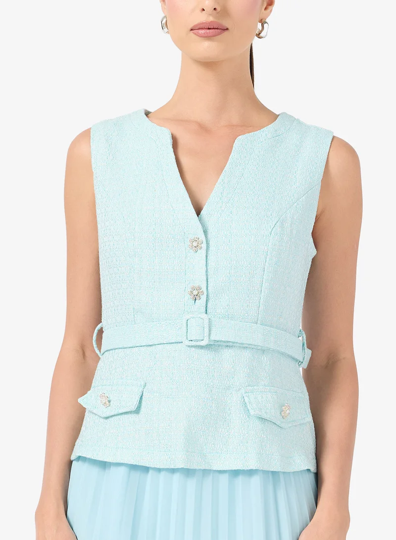 ELLA Mock Vest Dress With Pleats