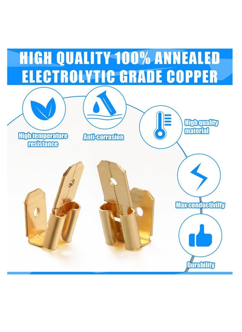 Generic 25 Pcs Piggyback Spade Connectors, 3 Way Adapter Dual Male to Single Female Brass Quick Disconnect Connectors Piggyback Terminals Crimp Terminals Assortment Kit, Unisulated  - Image 3
